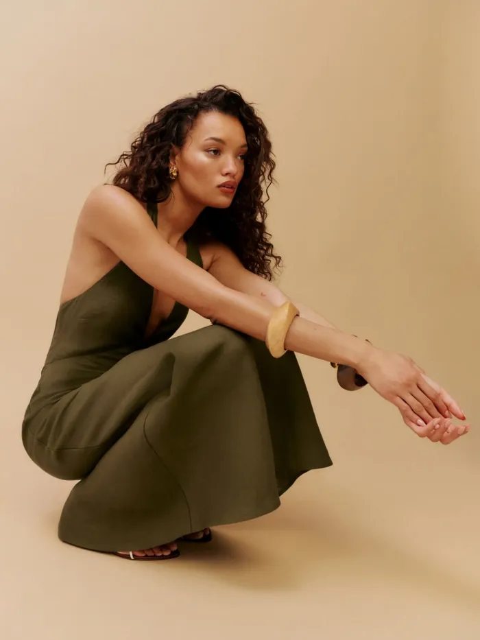 Reformation Dresses Delilah Linen Dress Dark Olive 8211 Women Reformation Dresses Delilah Linen Dress Dark Olive 8211 Women