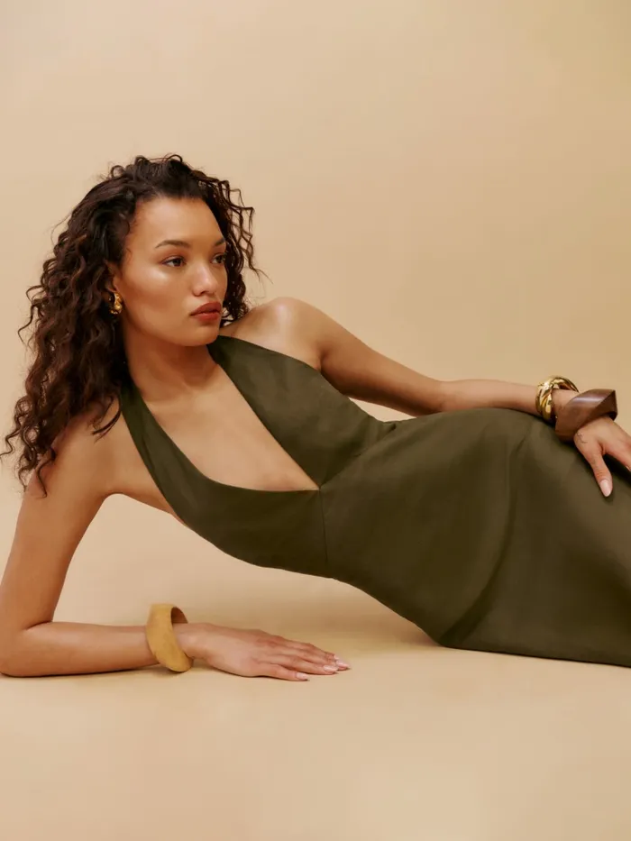 Reformation Dresses Delilah Linen Dress Dark Olive 8211 Women Reformation Dresses Delilah Linen Dress Dark Olive 8211 Women