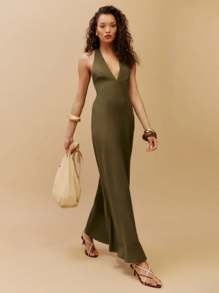 Reformation Dresses Delilah Linen Dress Dark Olive 8211 Women Reformation Dresses Delilah Linen Dress Dark Olive 8211 Women