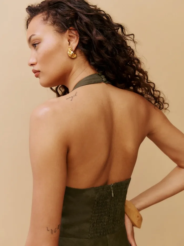Reformation Dresses Delilah Linen Dress Dark Olive 8211 Women Reformation Dresses Delilah Linen Dress Dark Olive 8211 Women