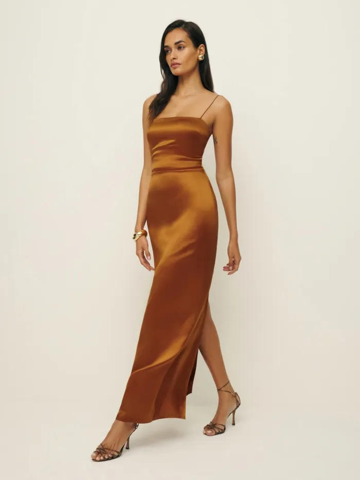 Reformation Dresses Frankie Silk Dress Copper 8211 Women Reformation Dresses Frankie Silk Dress Copper 8211 Women