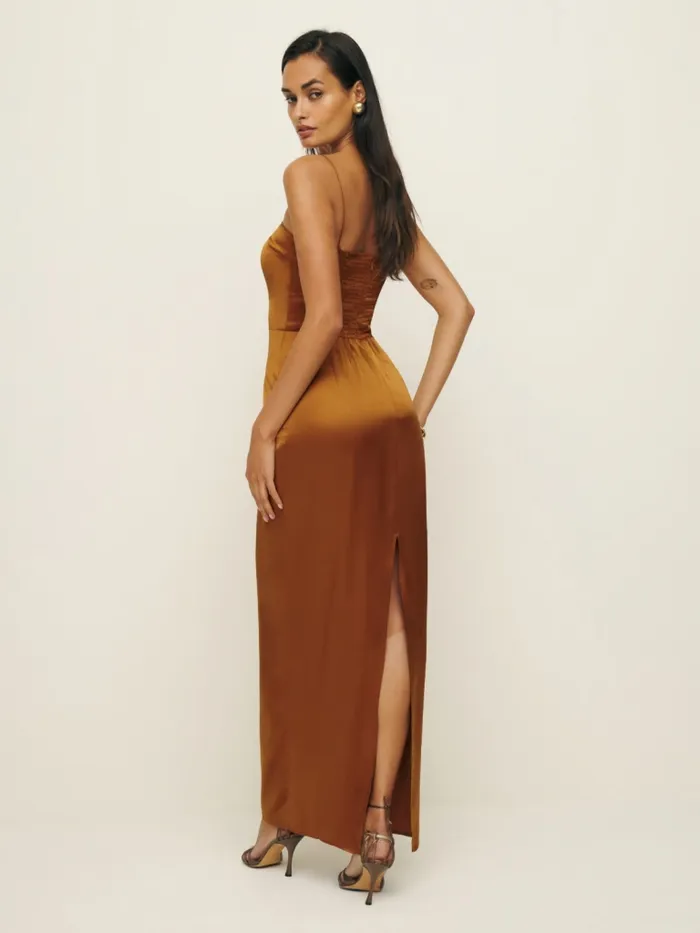 Reformation Dresses Frankie Silk Dress Copper 8211 Women Reformation Dresses Frankie Silk Dress Copper 8211 Women