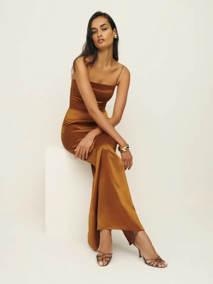 Reformation Dresses Frankie Silk Dress Copper 8211 Women Reformation Dresses Frankie Silk Dress Copper 8211 Women
