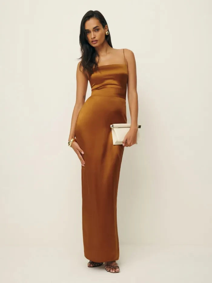 Reformation Dresses Frankie Silk Dress Copper 8211 Women Reformation Dresses Frankie Silk Dress Copper 8211 Women