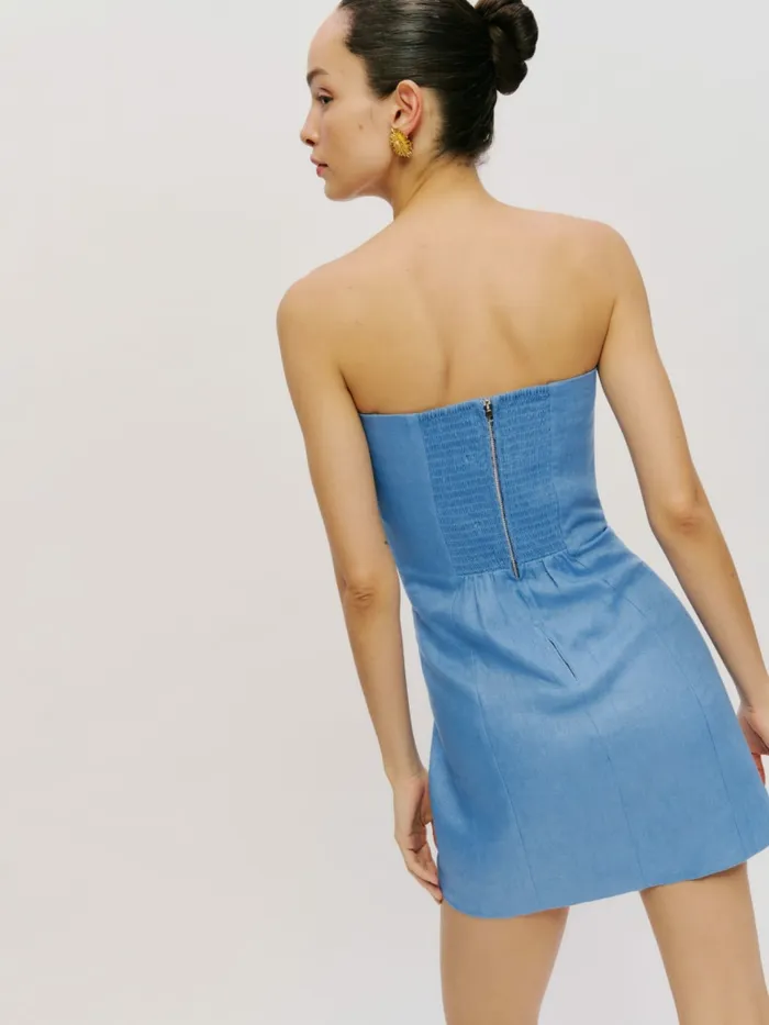 Reformation Dresses Lanie Linen Dress Parisian Blue 8211 Women Reformation Dresses Lanie Linen Dress Parisian Blue 8211 Women