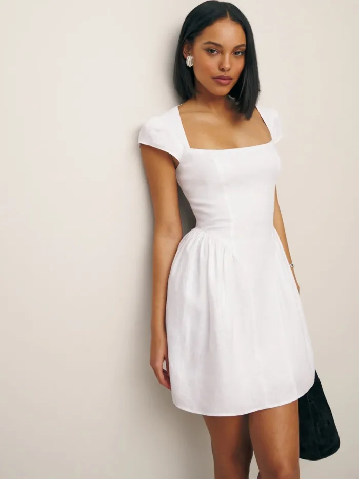 Reformation Dresses Oaklyn Linen Dress White 8211 Women