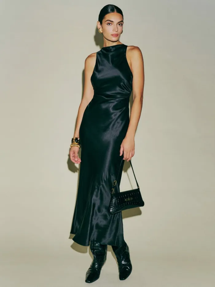 Reformation Dresses Petites Casette Silk Dress Black 8211 Women