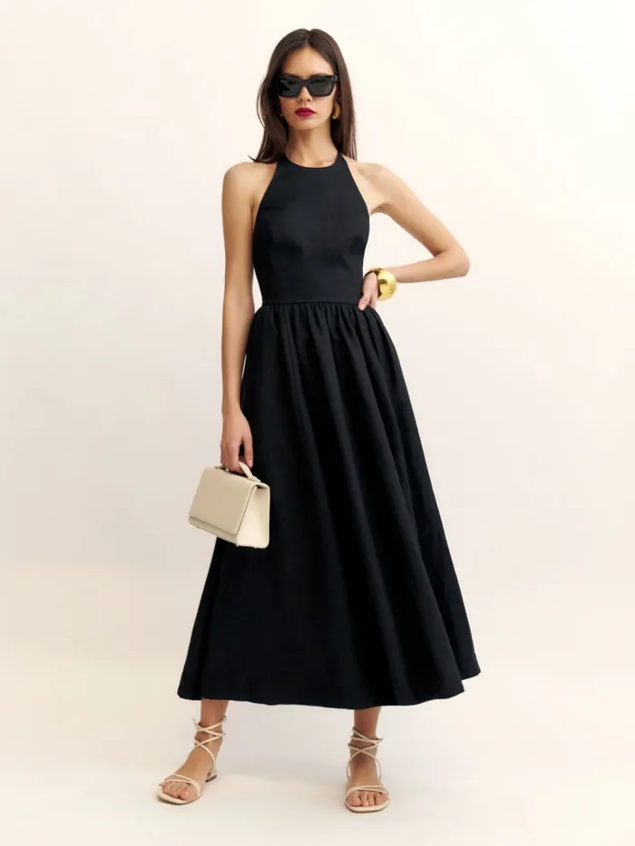 Reformation Dresses Petites Percy Linen Dress Black 8211 Women