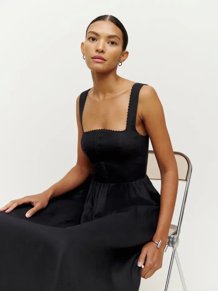 Reformation Dresses Petites Tagliatelle Linen Dress Black 8211 Women Reformation Dresses Petites Tagliatelle Linen Dress Black 8211 Women