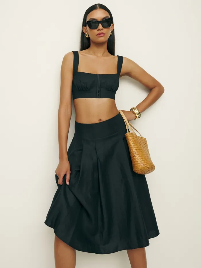 Reformation Dresses Santana Linen Two Piece Black 8211 Women