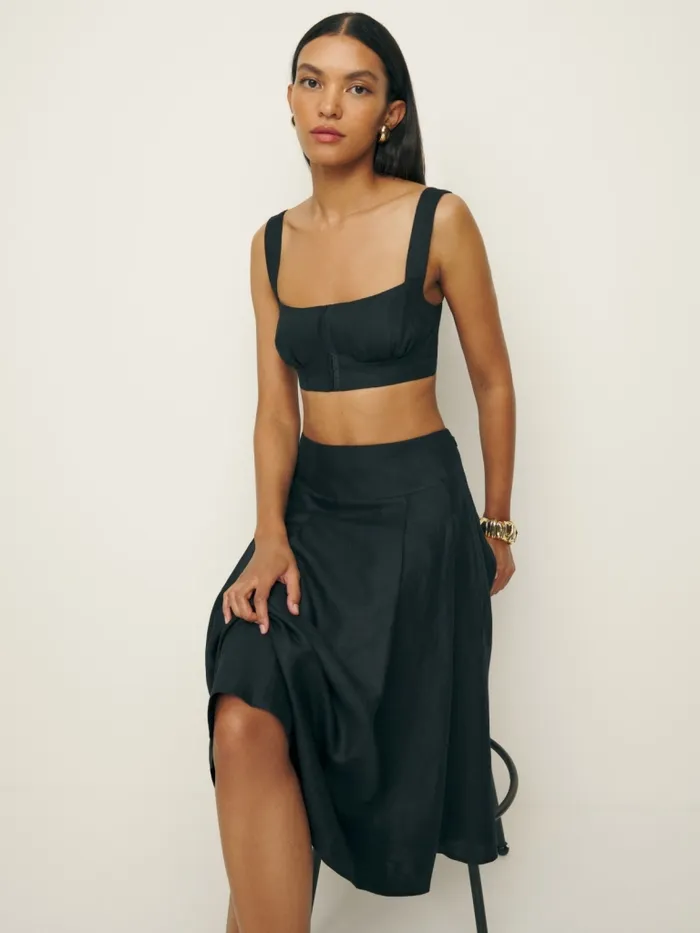 Reformation Dresses Santana Linen Two Piece Black 8211 Women Reformation Dresses Santana Linen Two Piece Black 8211 Women