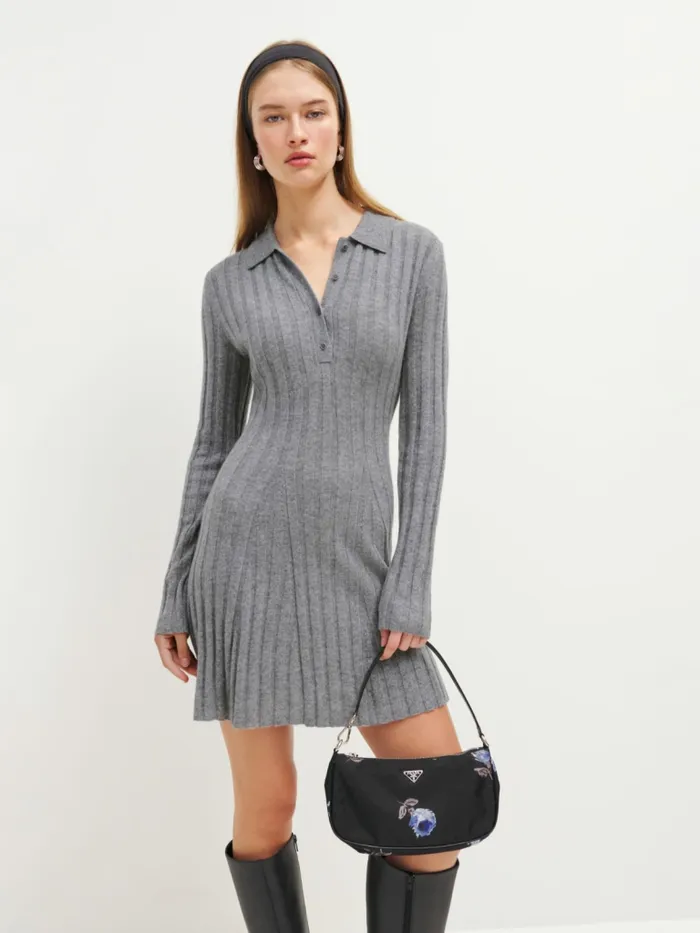 Reformation Dresses Walsh Cashmere Collared Mini Dress Husky 8211 Women