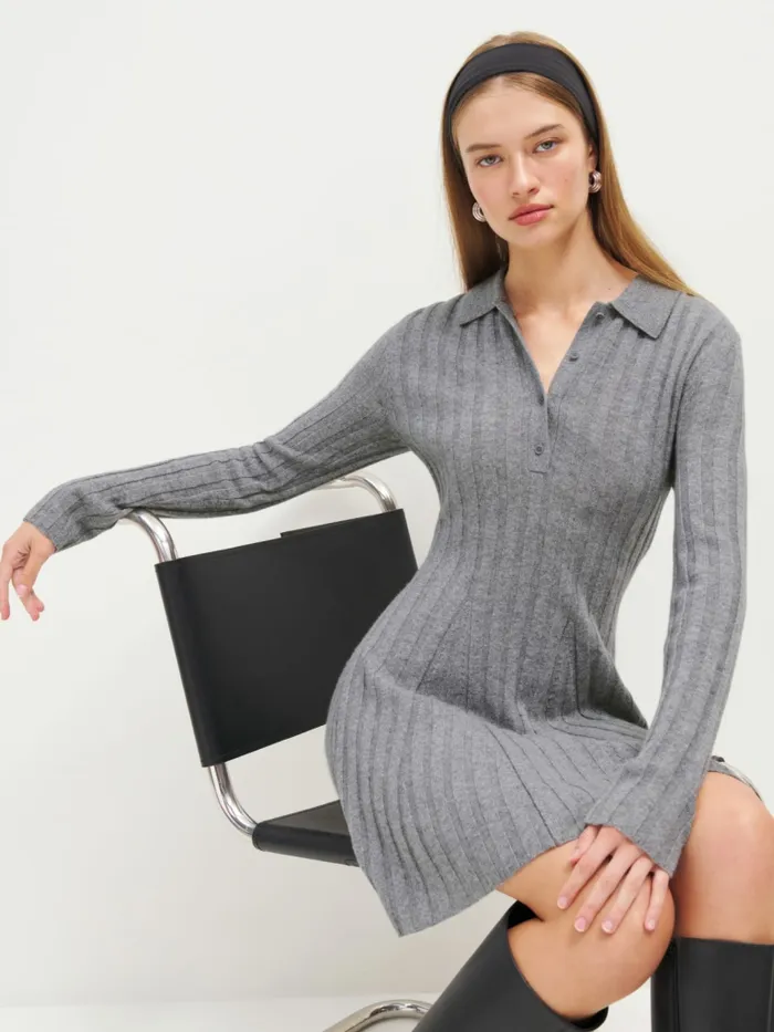 Reformation Dresses Walsh Cashmere Collared Mini Dress Husky 8211 Women