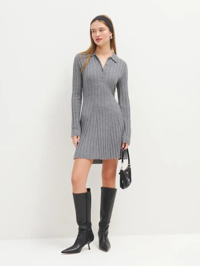Reformation Dresses Walsh Cashmere Collared Mini Dress Husky 8211 Women