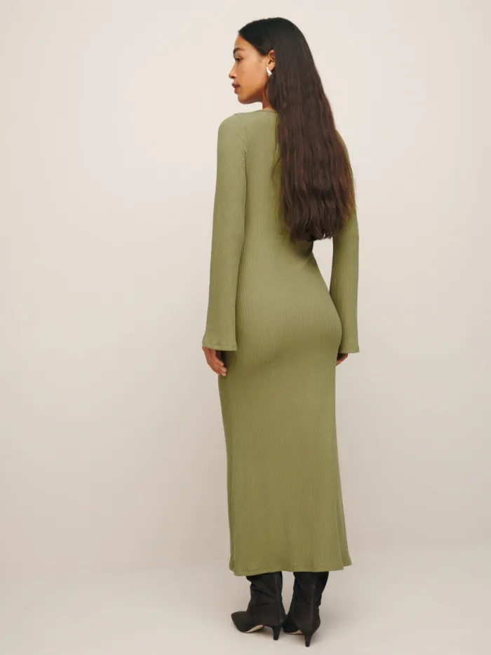 Reformation Dresses Wrenley Knit Dress Olive Oil 8211 Women Reformation Dresses Wrenley Knit Dress Olive Oil 8211 Women