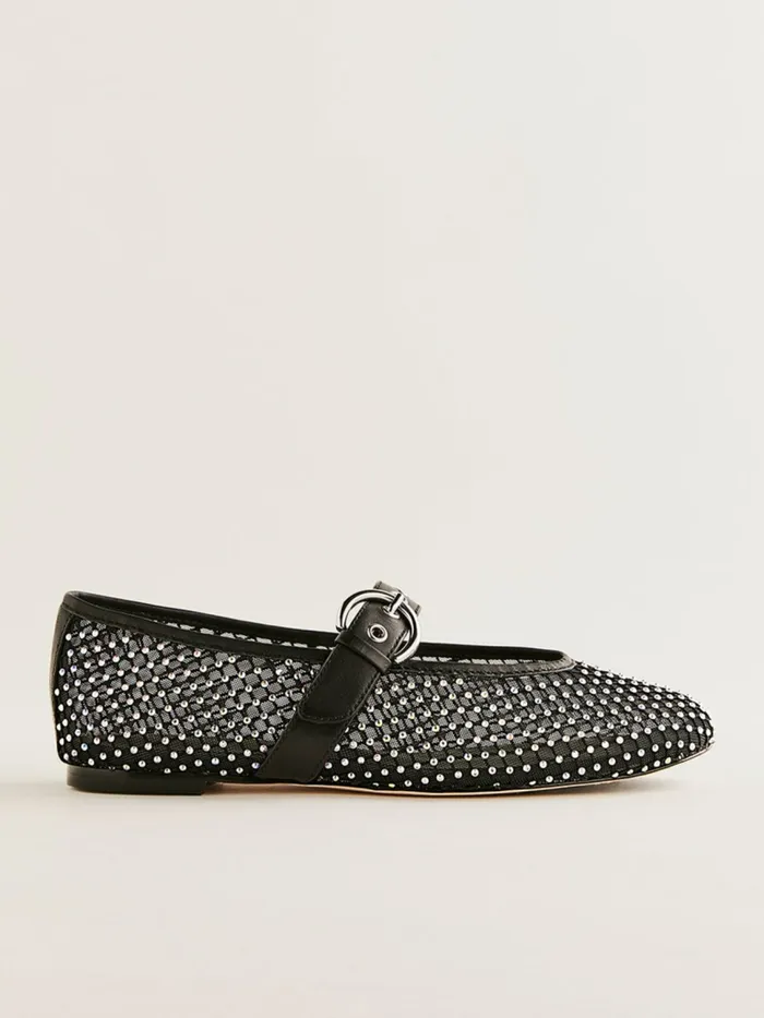 Reformation Flats Bethany Ballet Flat Black Rhinestone Mesh 8211 Women Reformation Flats Bethany Ballet Flat Black Rhinestone Mesh 8211 Women