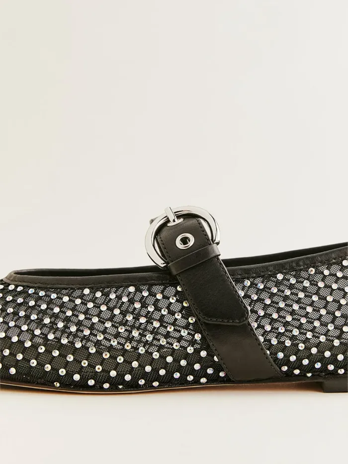 Reformation Flats Bethany Ballet Flat Black Rhinestone Mesh 8211 Women Reformation Flats Bethany Ballet Flat Black Rhinestone Mesh 8211 Women