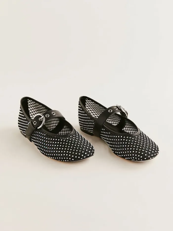 Reformation Flats Bethany Ballet Flat Black Rhinestone Mesh 8211 Women Reformation Flats Bethany Ballet Flat Black Rhinestone Mesh 8211 Women