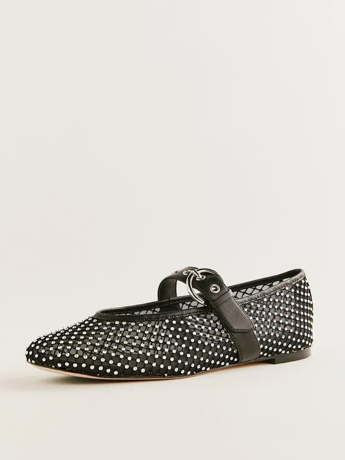 Reformation Flats Bethany Ballet Flat Black Rhinestone Mesh 8211 Women Reformation Flats Bethany Ballet Flat Black Rhinestone Mesh 8211 Women