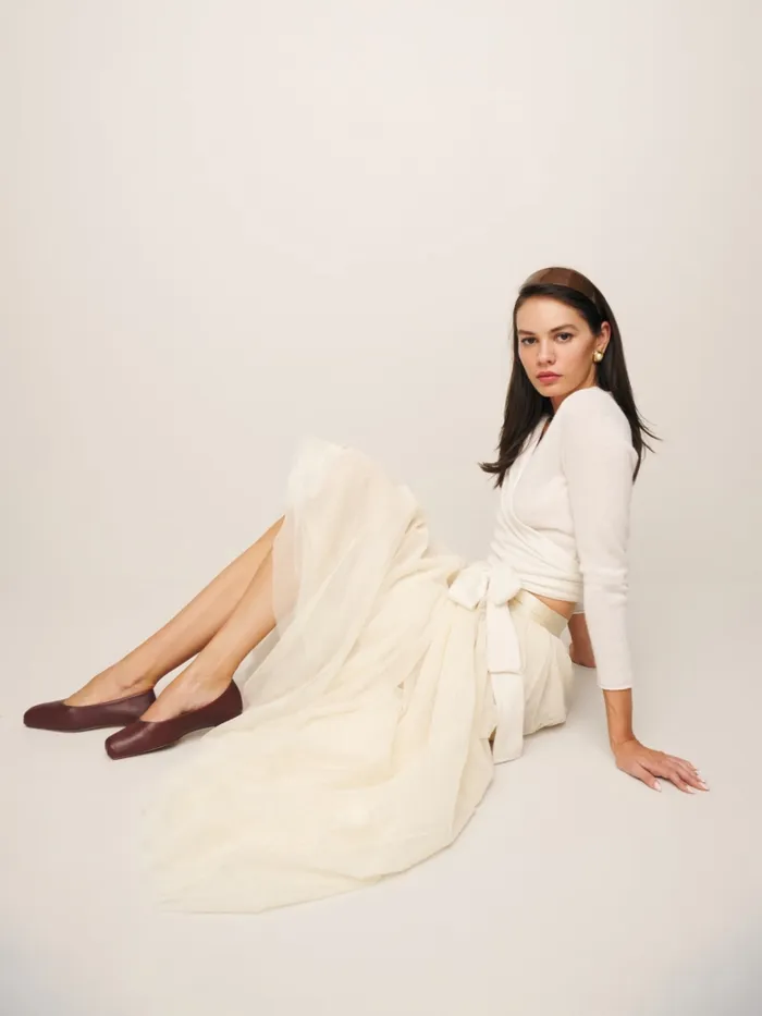 Reformation Flats Mikayla Ballet Flat Chestnut Leather 8211 Women