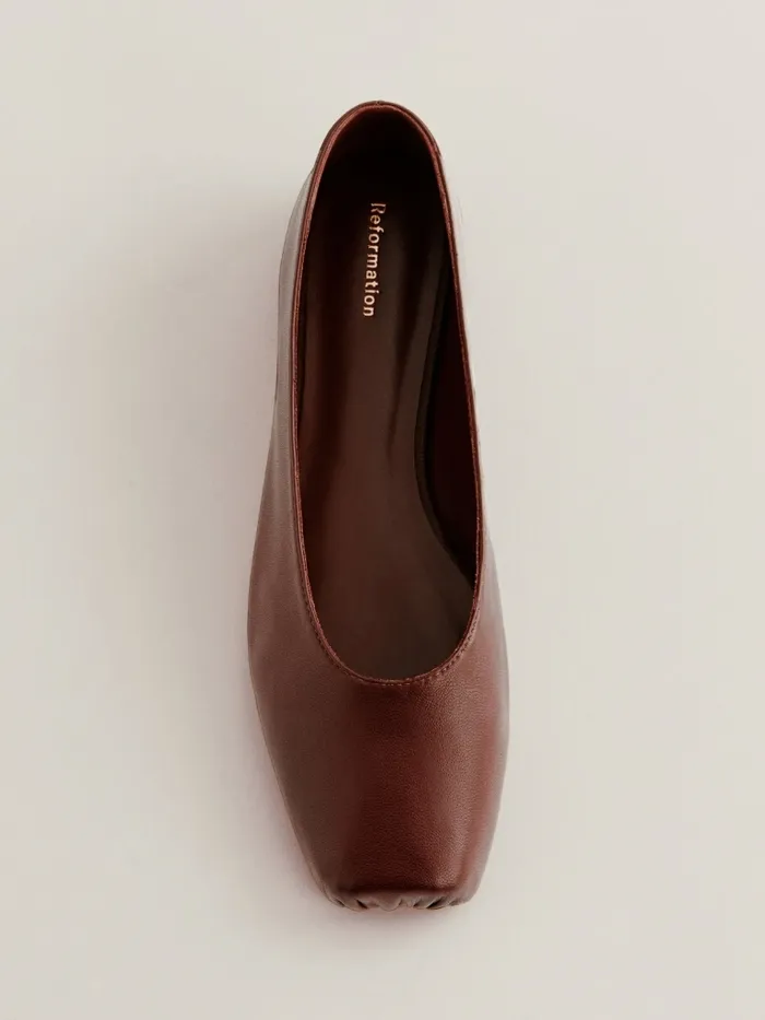 Reformation Flats Mikayla Ballet Flat Chestnut Leather 8211 Women Reformation Flats Mikayla Ballet Flat Chestnut Leather 8211 Women