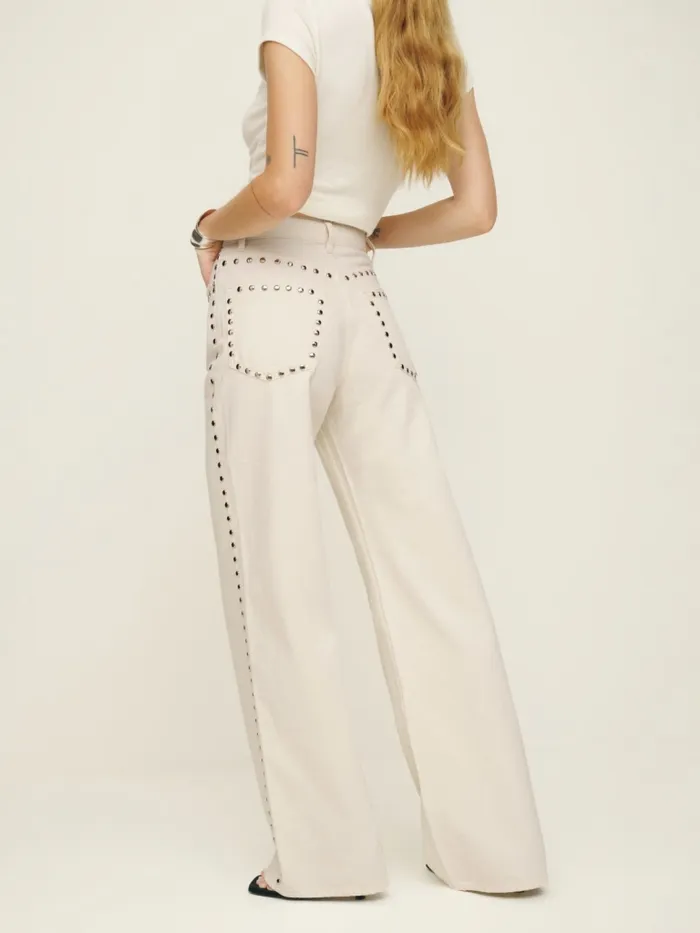 Reformation Jeans Cary High Rise Slouchy Wide Leg Jeans Fior Di Latte Studded 8211 Women Reformation Jeans Cary High Rise Slouchy Wide Leg Jeans Fior Di Latte Studded 8211 Women