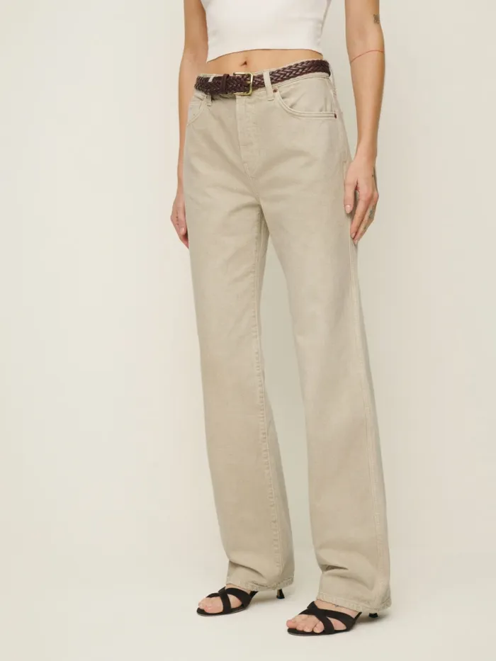 Reformation Jeans Val 90s Mid Rise Straight Jeans Vintage Oatmeal 8211 Women