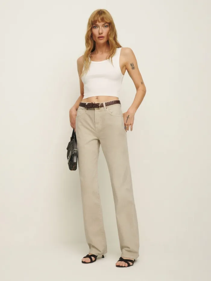 Reformation Jeans Val 90s Mid Rise Straight Jeans Vintage Oatmeal 8211 Women