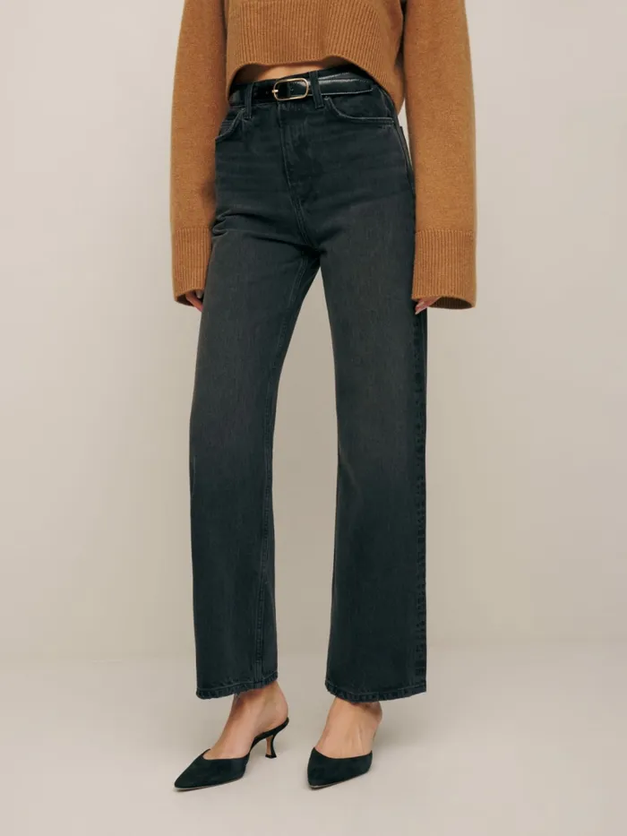 Reformation Jeans Wilder High Rise Wide Leg Cropped Jeans Trinity 8211 Women