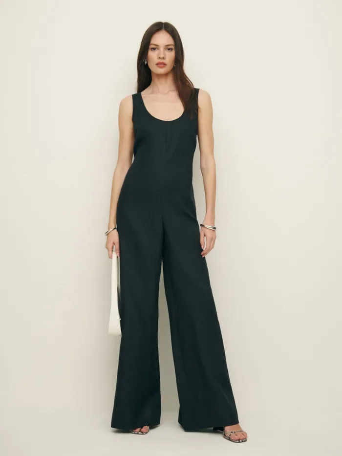 Reformation Jumpsuits Nell Linen Jumpsuit Black 8211 Women