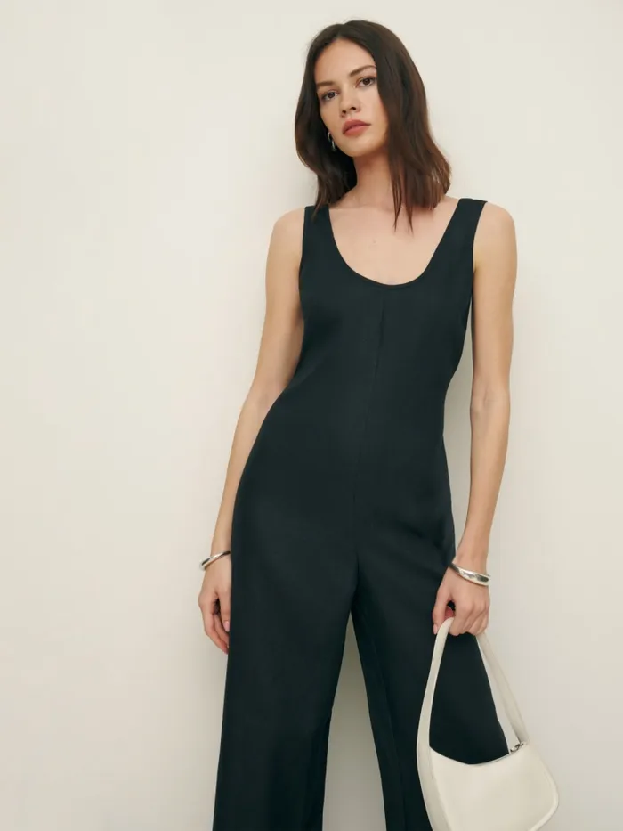 Reformation Jumpsuits Nell Linen Jumpsuit Black 8211 Women Reformation Jumpsuits Nell Linen Jumpsuit Black 8211 Women