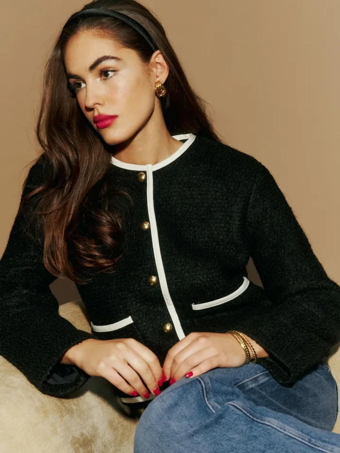 Reformation Outerwear Dale Cropped Jacket Black 8211 Women