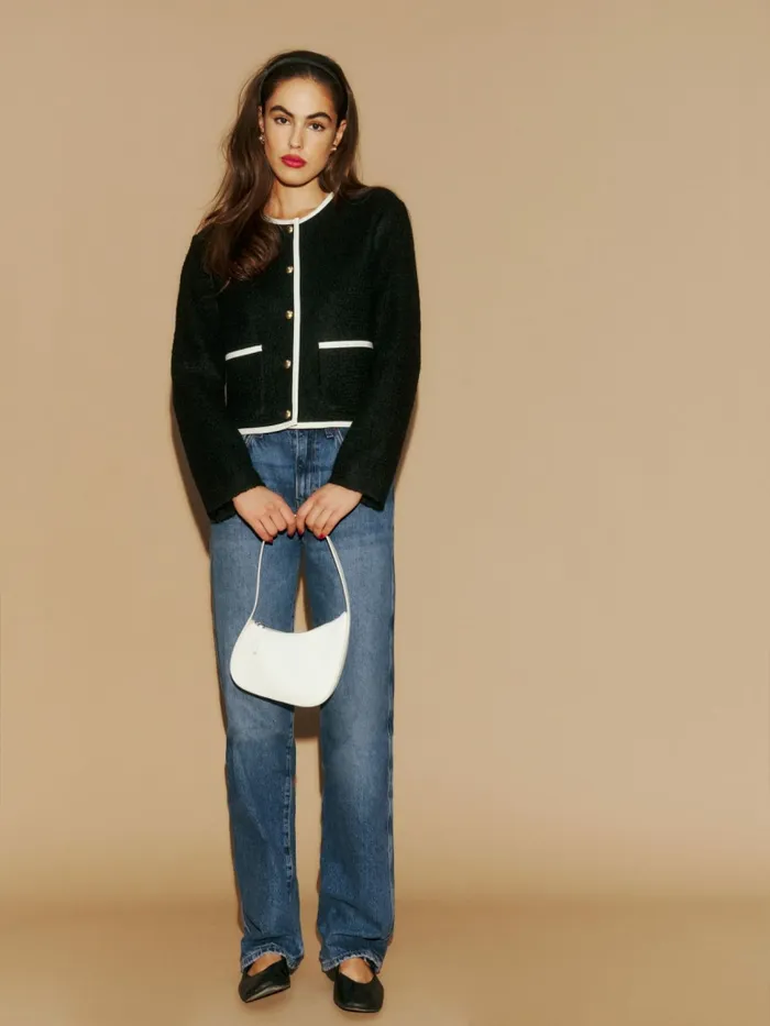 Reformation Outerwear Dale Cropped Jacket Black 8211 Women