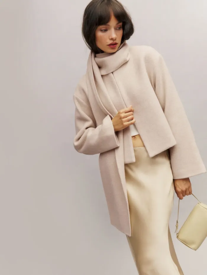 Reformation Outerwear Porter Cropped Jacket Cream 8211 Women