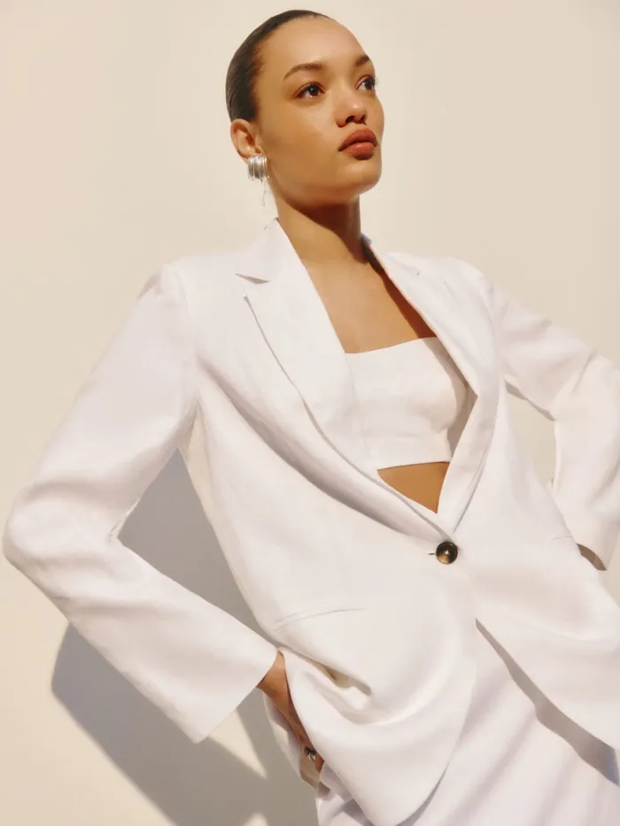 Reformation Outerwear The Classic Relaxed Linen Blazer White 8211 Women Reformation Outerwear The Classic Relaxed Linen Blazer White 8211 Women