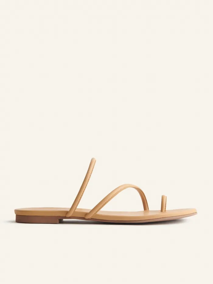 Reformation Sandals Ludo Toe Ring Strappy Flat Sandal Buff 8211 Women
