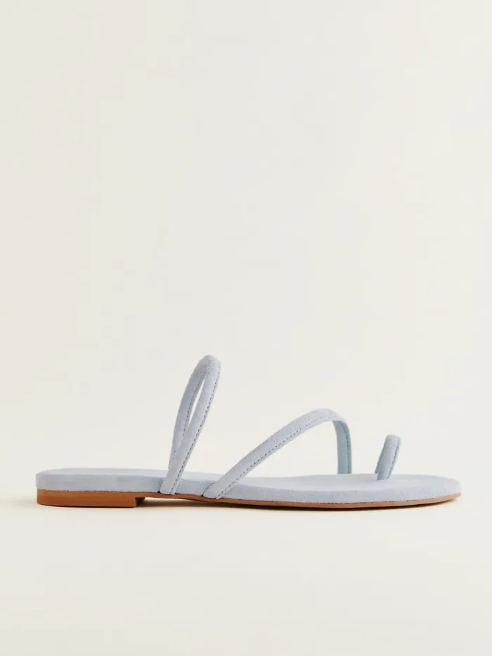 Reformation Sandals Ludo Toe Ring Strappy Flat Sandal Mineral Suede 8211 Women Reformation Sandals Ludo Toe Ring Strappy Flat Sandal Mineral Suede 8211 Women