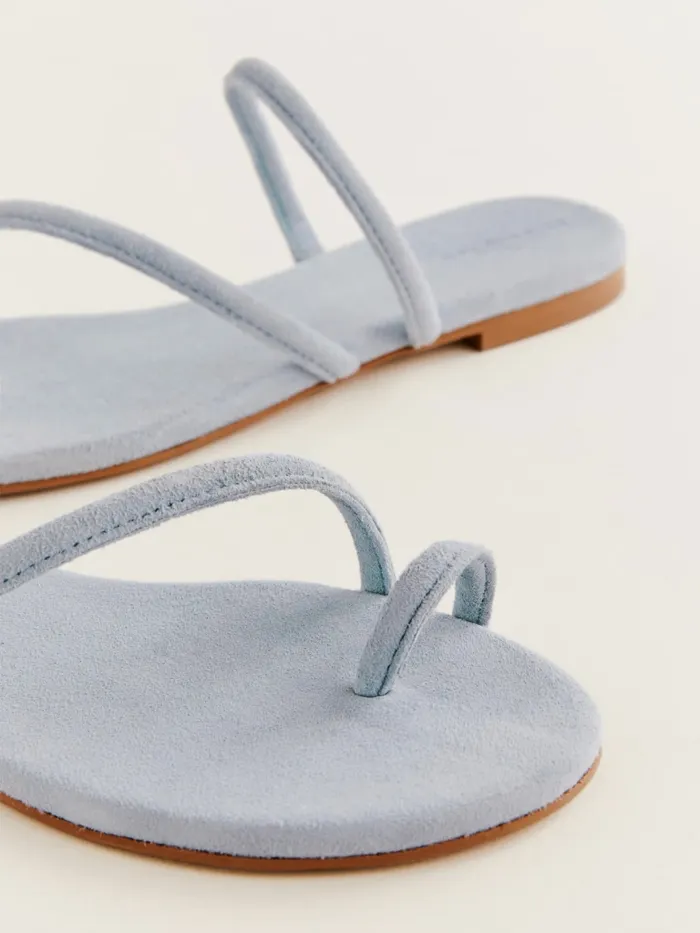 Reformation Sandals Ludo Toe Ring Strappy Flat Sandal Mineral Suede 8211 Women Reformation Sandals Ludo Toe Ring Strappy Flat Sandal Mineral Suede 8211 Women