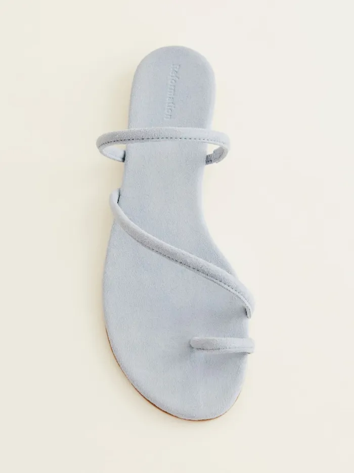Reformation Sandals Ludo Toe Ring Strappy Flat Sandal Mineral Suede 8211 Women Reformation Sandals Ludo Toe Ring Strappy Flat Sandal Mineral Suede 8211 Women
