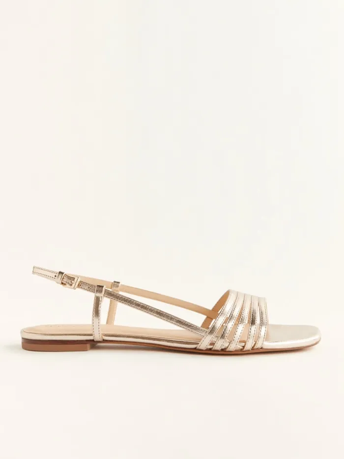 Reformation Sandals Millie Lattice Flat Sandal Gold 8211 Women