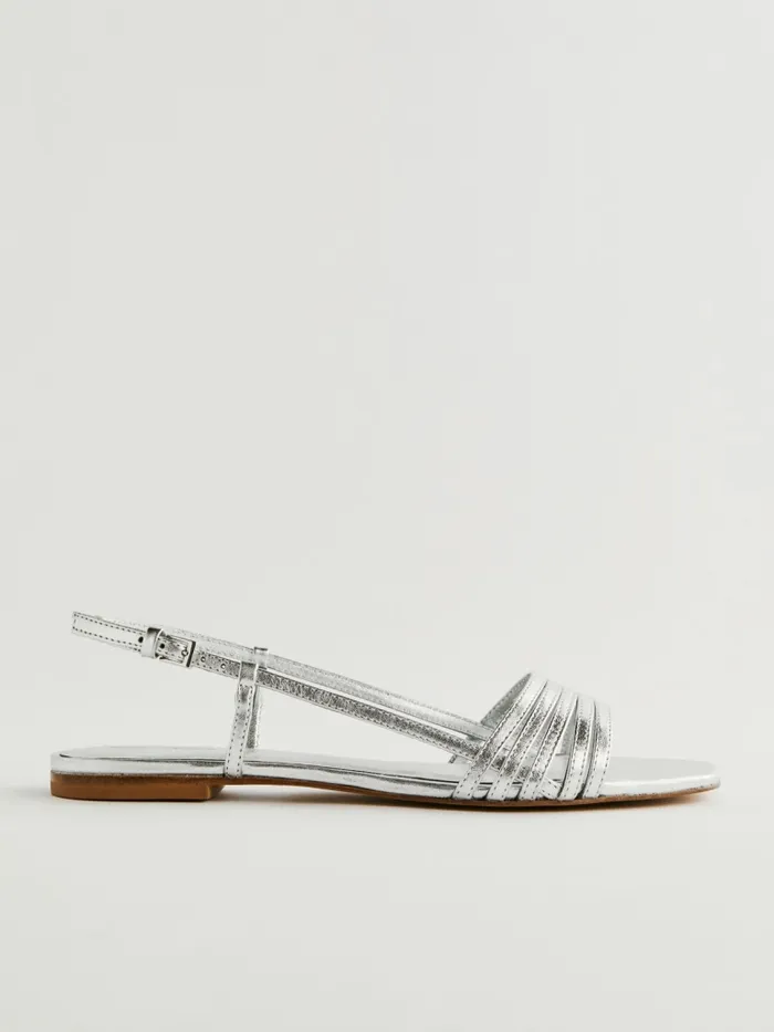 Reformation Sandals Millie Lattice Flat Sandal Silver 8211 Women