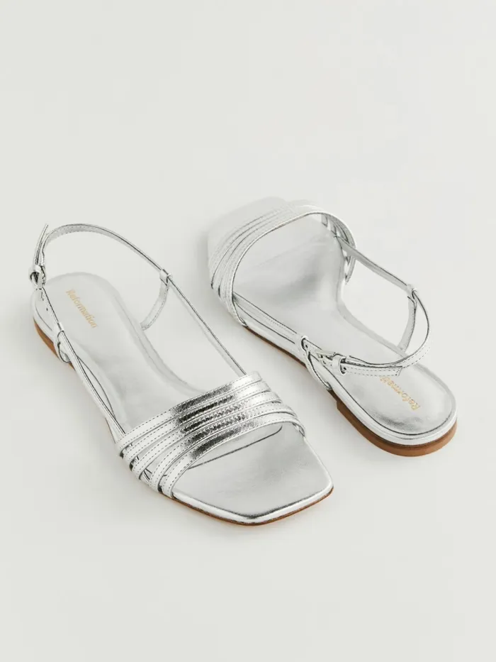 Reformation Sandals Millie Lattice Flat Sandal Silver 8211 Women Reformation Sandals Millie Lattice Flat Sandal Silver 8211 Women