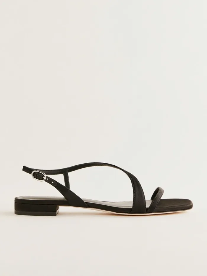 Reformation Sandals Veronica Flat Sandal Black Satin 8211 Women
