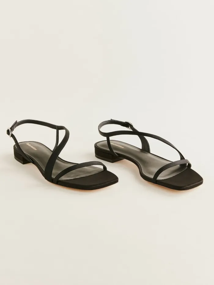 Reformation Sandals Veronica Flat Sandal Black Satin 8211 Women