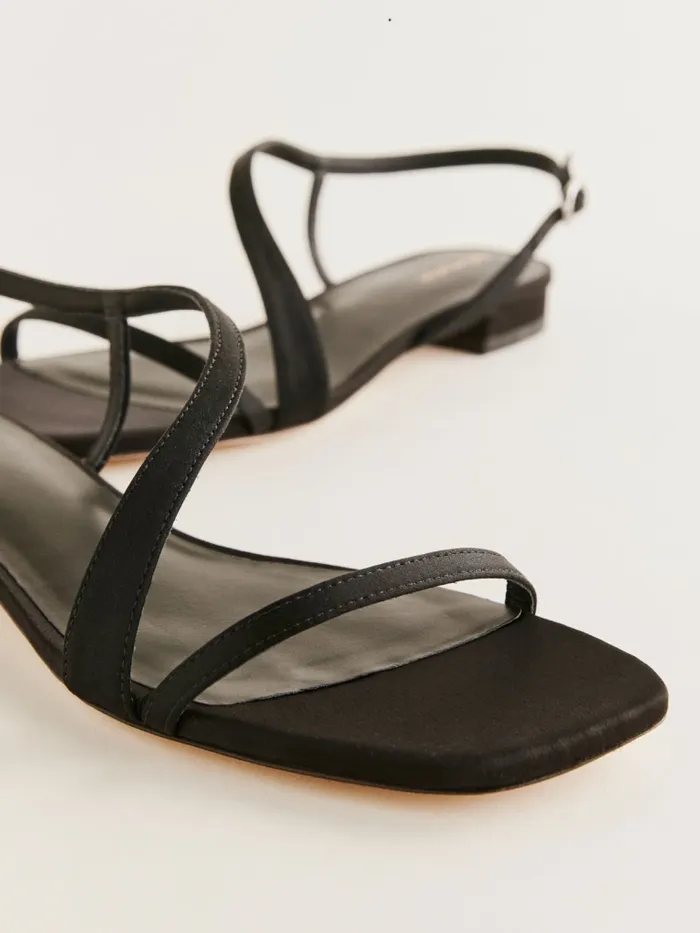 Reformation Sandals Veronica Flat Sandal Black Satin 8211 Women