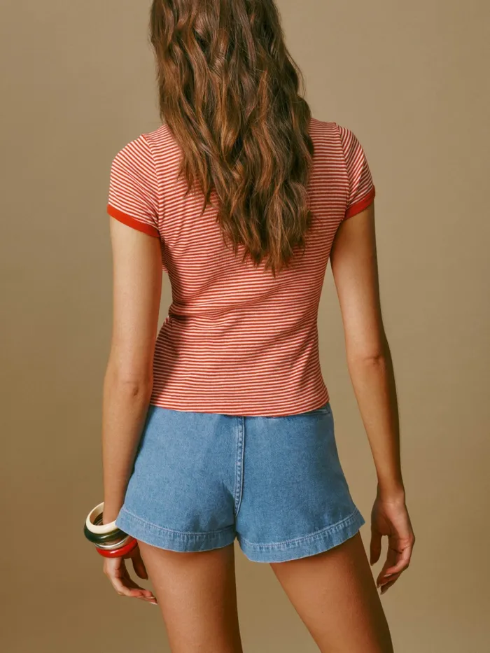 Reformation Shorts Eliana Pleated Denim Shorts Leven 8211 Women