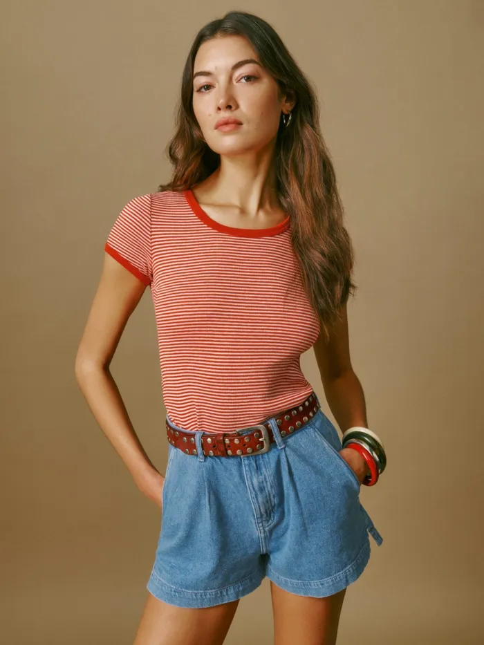 Reformation Shorts Eliana Pleated Denim Shorts Leven 8211 Women