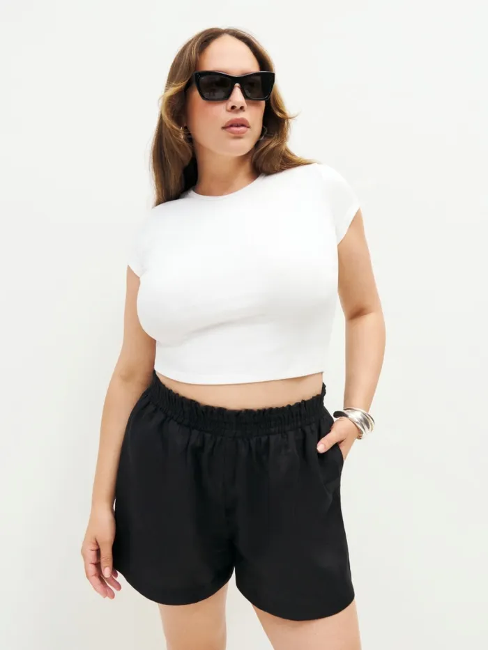 Reformation Shorts Mila Linen Short Es Black 8211 Women