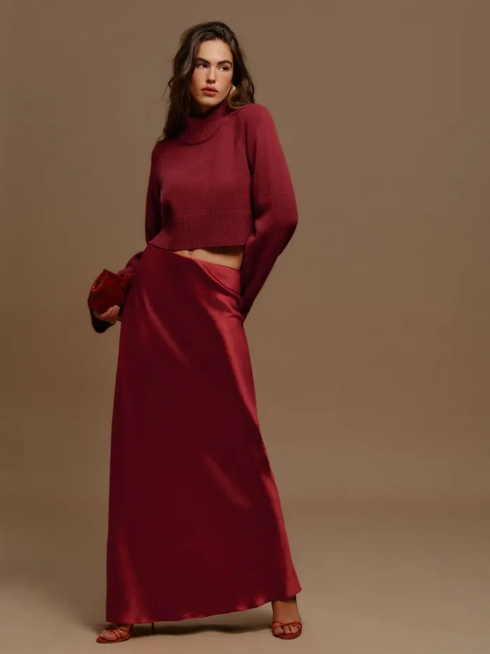 Reformation Skirts Bella Silk Skirt Sangre 8211 Women