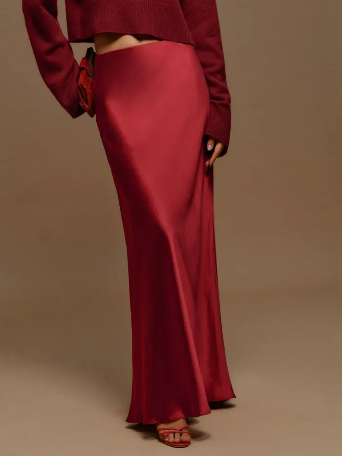 Reformation Skirts Bella Silk Skirt Sangre 8211 Women